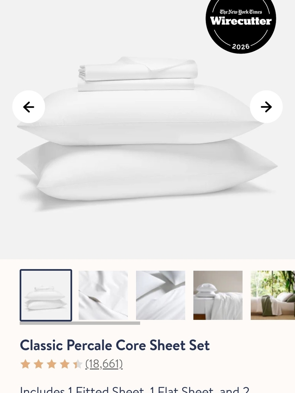 Brooklinen Classic Percale Core Sheet Set — White - Picture 4 of 4